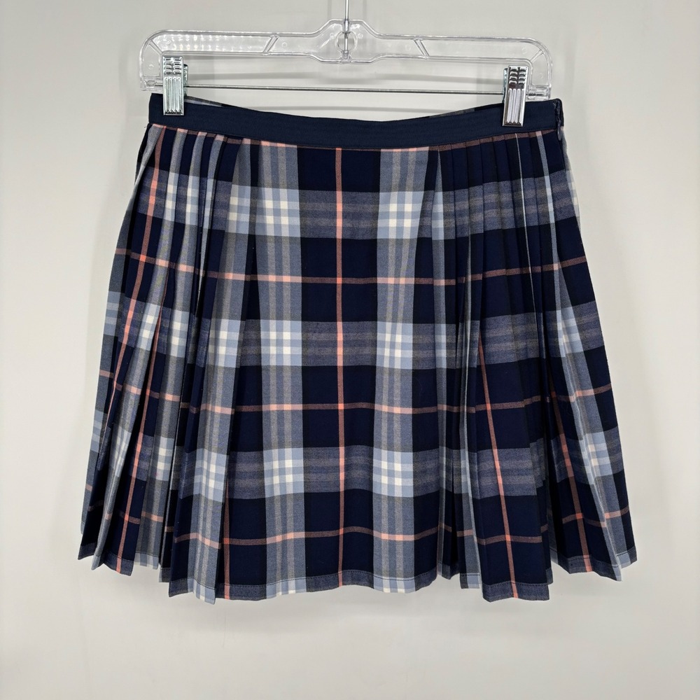Silence + Noise Addy Pleated Plaid Skirt Urban Outfitters Blue Plaid Medium